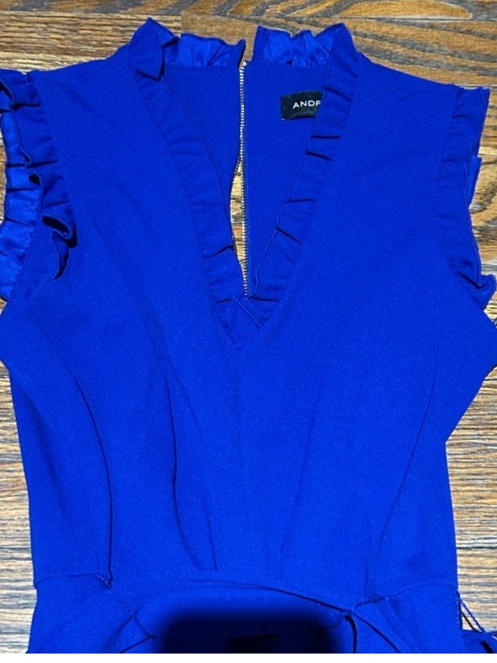 Andrew Marc Royal Blue Sleeveless Wide-Leg Jumpsuit - Picture 2 of 8